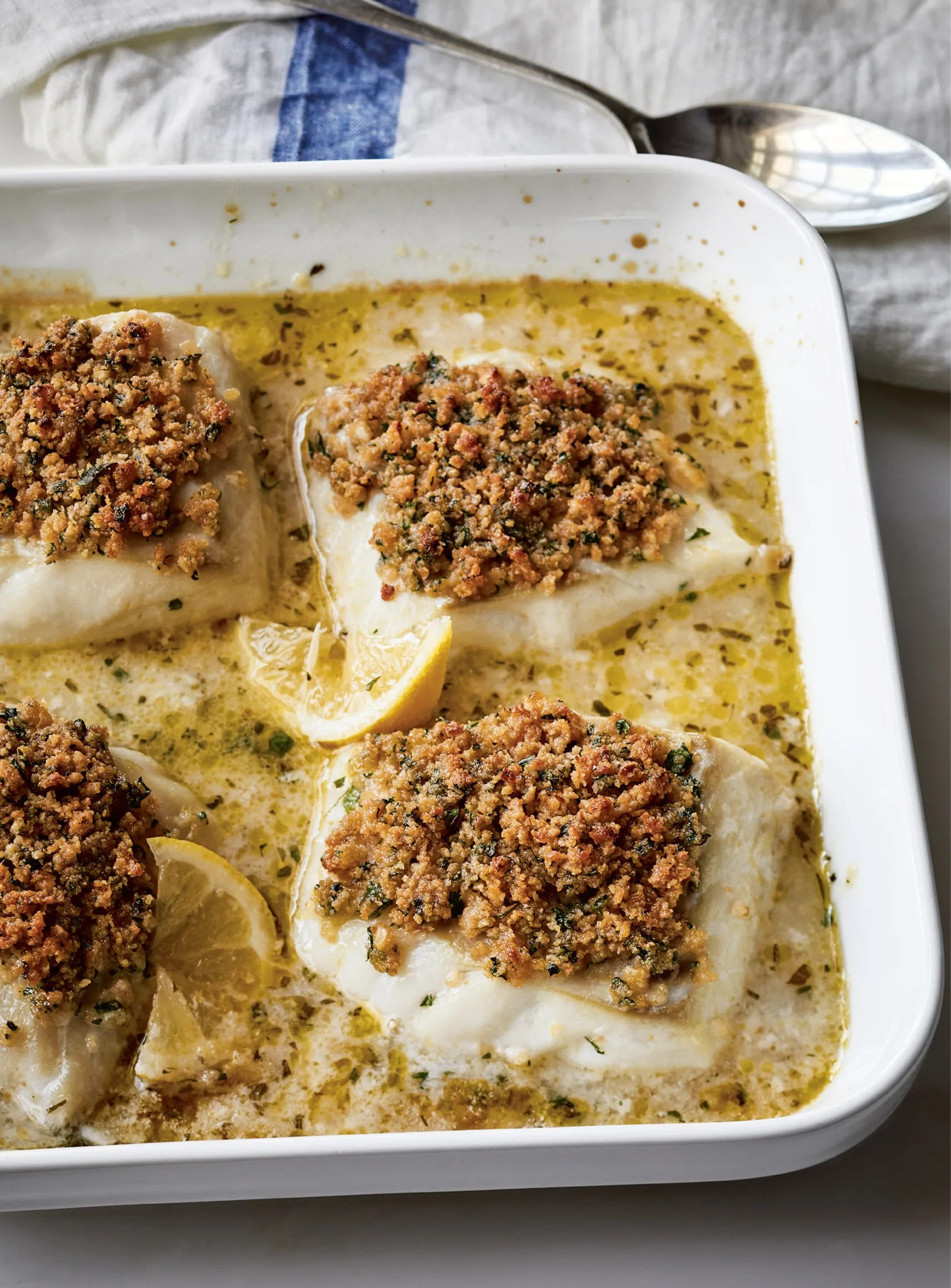 Ina Garten Baked Cod with Garlic and Herb Ritz Crumbs