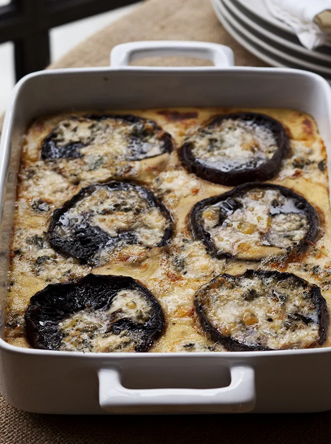 Ina Garten Baked Polenta with Mushrooms and Blue Cheese
