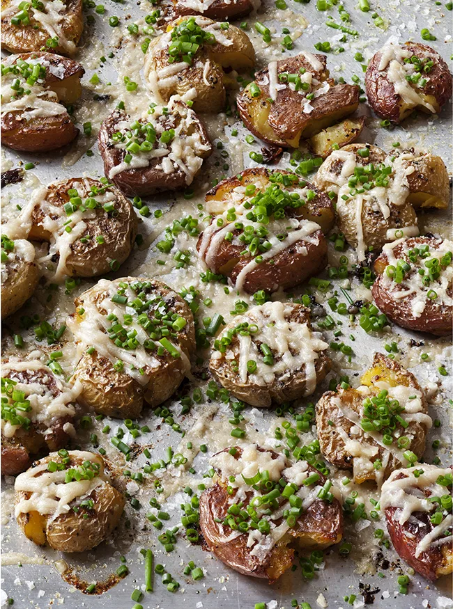 Ina Garten Parmesan Chive Smashed Potatoes